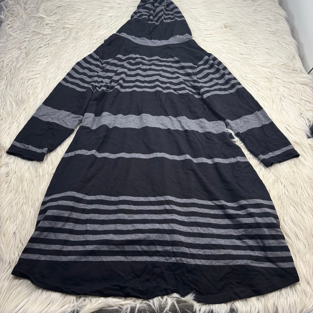 Soma Women's L Black Gray Striped Hooded Stretch Knit Tunic Top Lounge Cozycore - Picture 8 of 8
